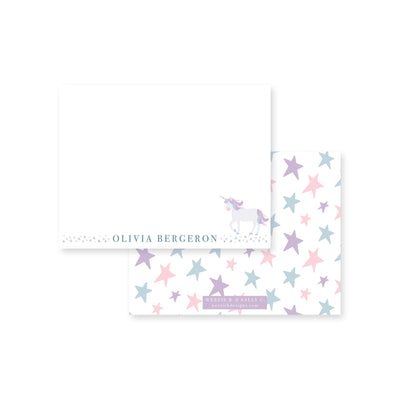 Light Unicorn Stars Flat Note Card