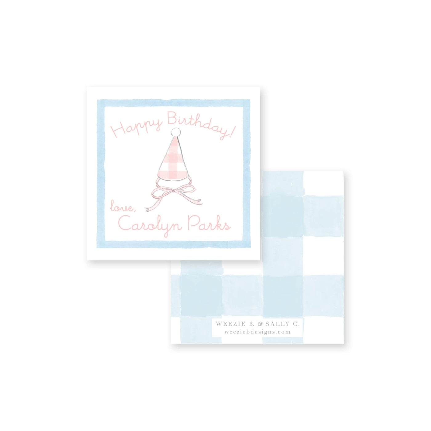 Gingham Party Hats Calling Card