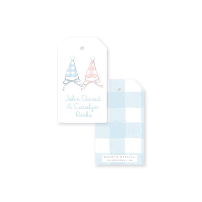 Gingham Party Hats Gift Tag