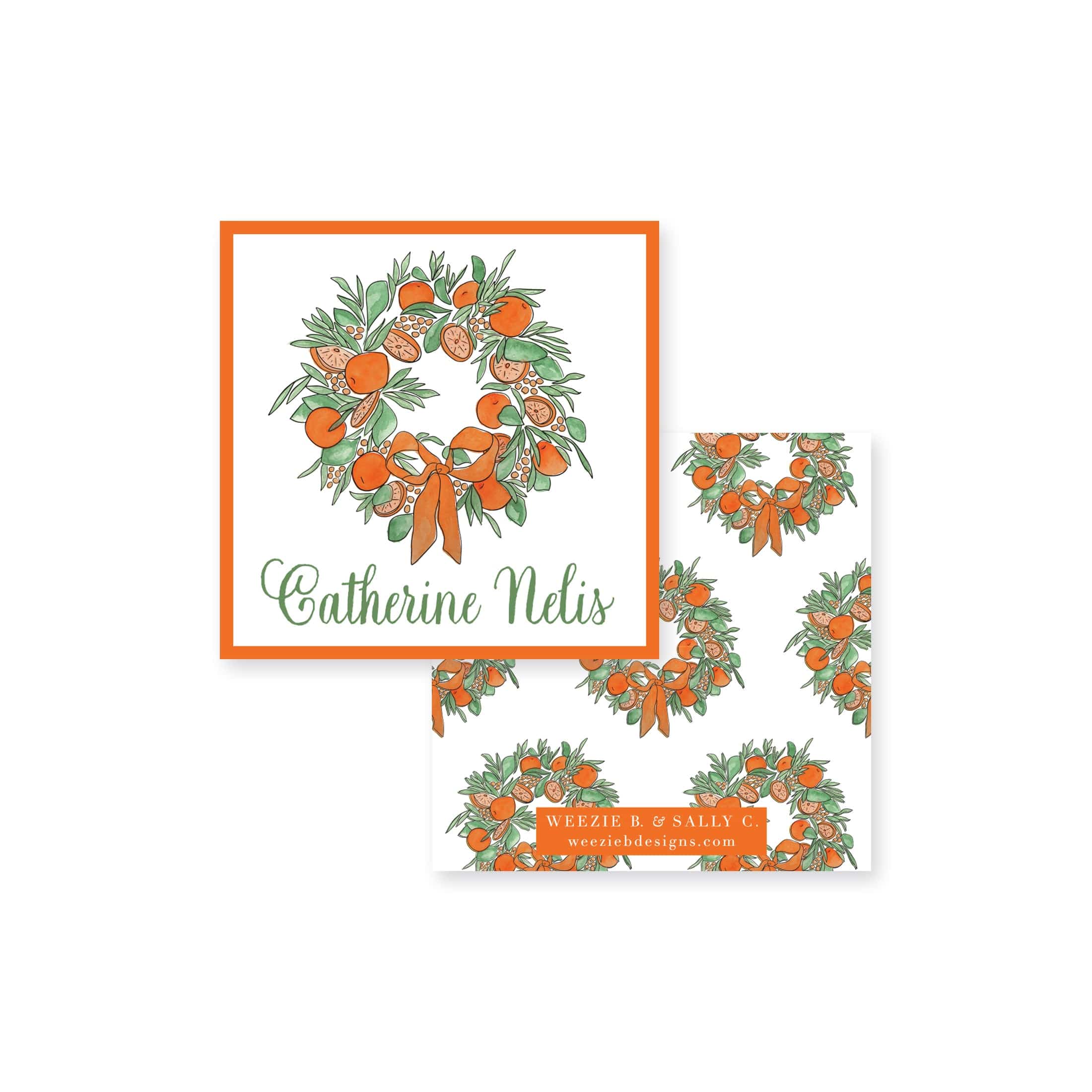 Citrus Wreath With Ribbon Calling Card – Weezie B. Designs