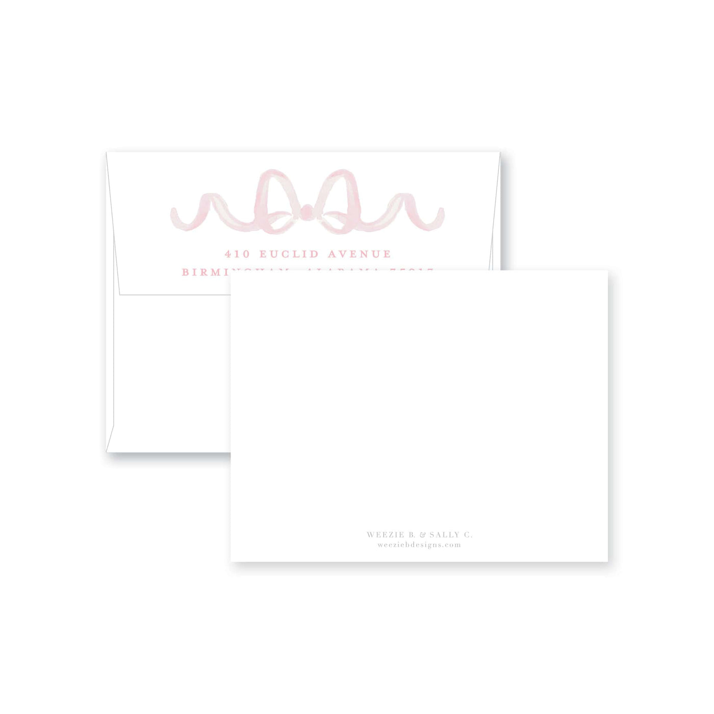 Sweet Watercolor Wreath and Bow Flat Note Card