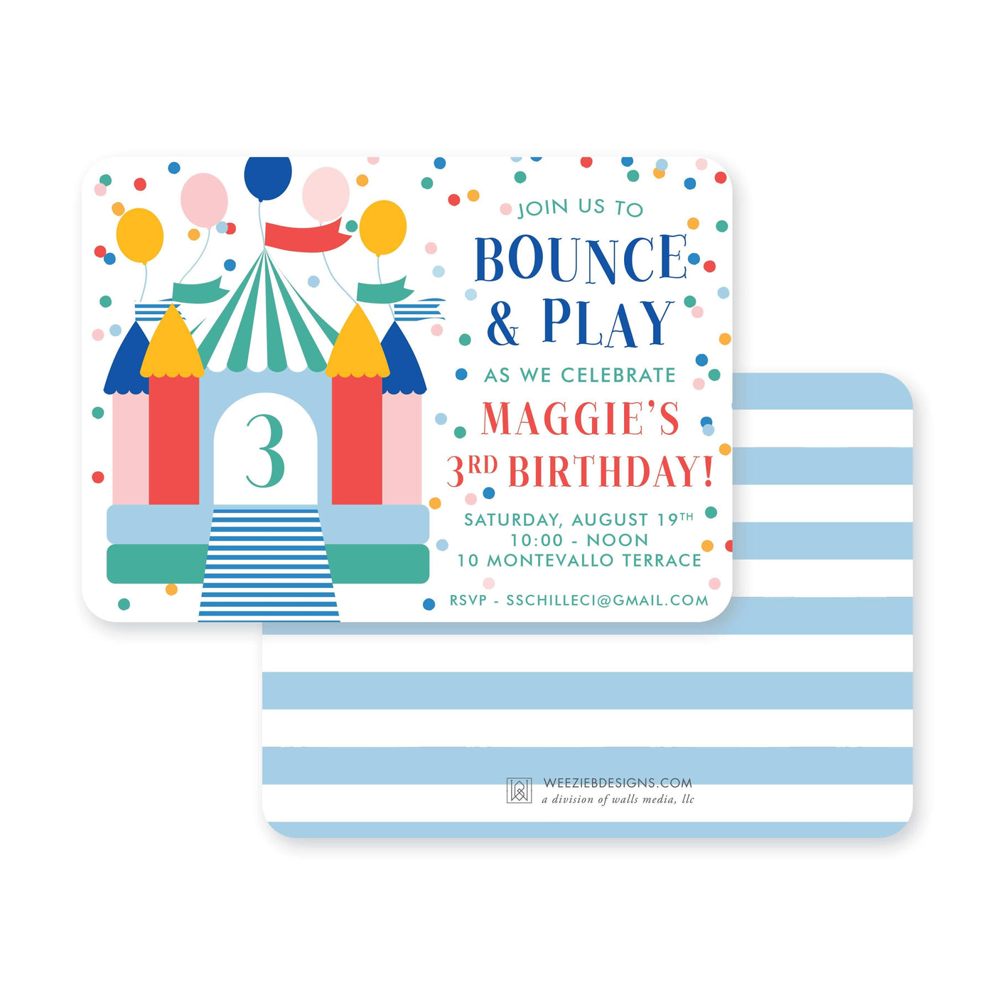 Weezie B. Designs | Kids Birthday Invitation | Bounce & Play