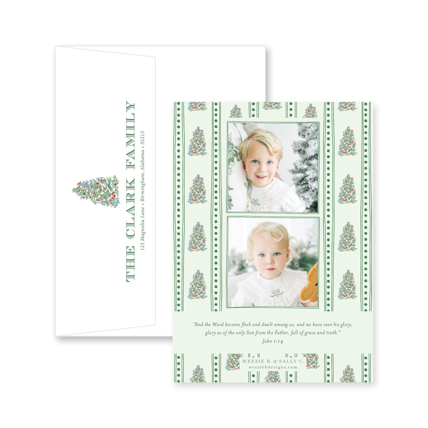 Adorned Tree Vertical Christmas Card