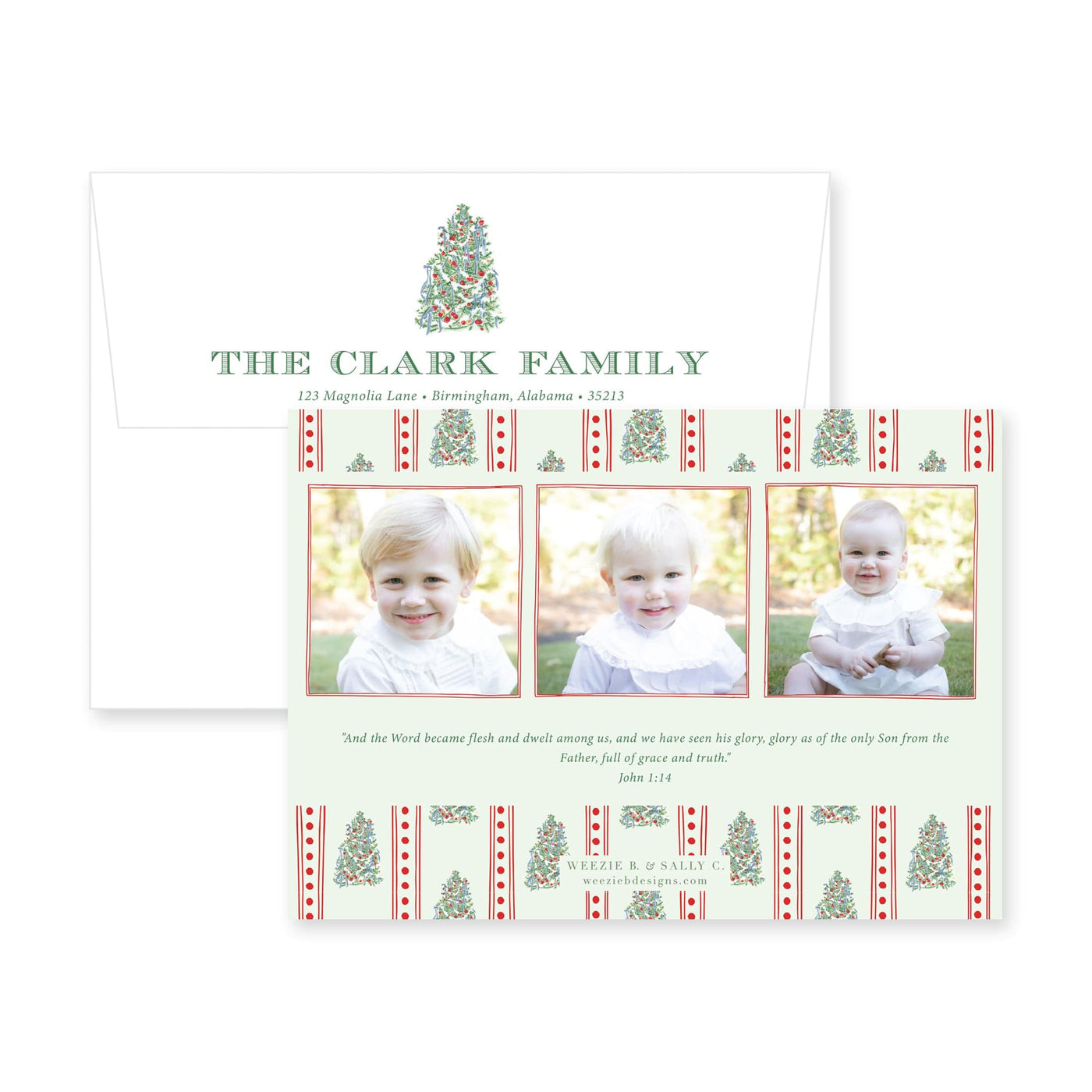 Adorned Tree Horizontal Christmas Card