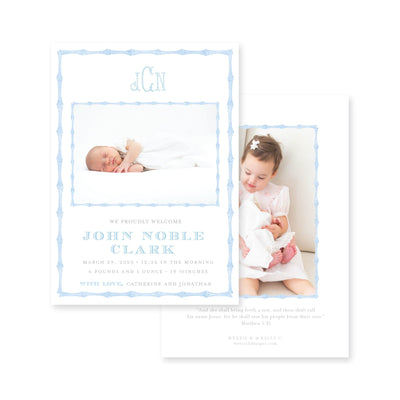 Chinoiserie Bamboo Vertical Birth Announcement