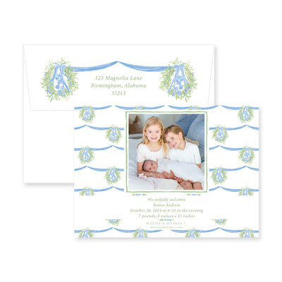 Double Hanging Wreaths Horizontal Christmas Card