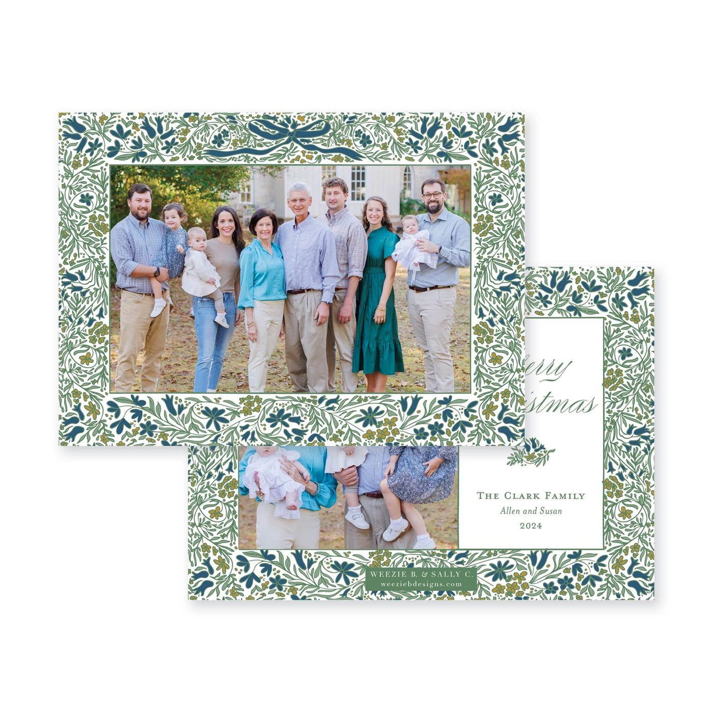 Floral Border Full Horizontal Christmas Card