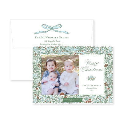 Floral Border Full Horizontal Christmas Card