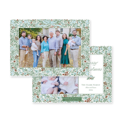 Floral Border Full Horizontal Christmas Card