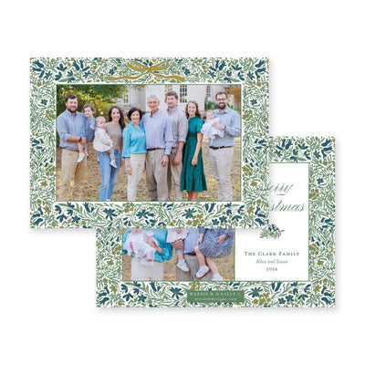 Floral Border Full Horizontal Christmas Card