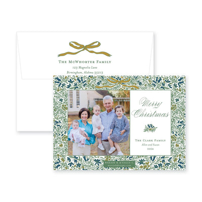 Floral Border Full Horizontal Christmas Card