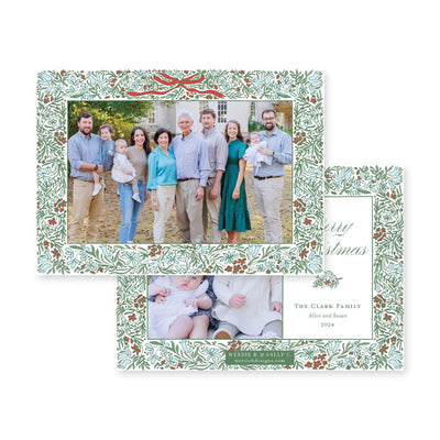 Floral Border Full Horizontal Christmas Card