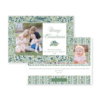 Floral Border Horizontal Christmas Card