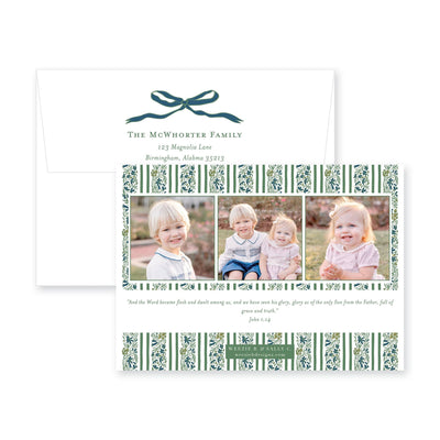 Floral Border Horizontal Christmas Card