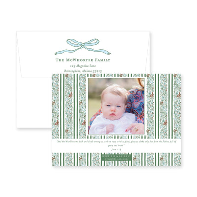 Floral Border Horizontal Christmas Card