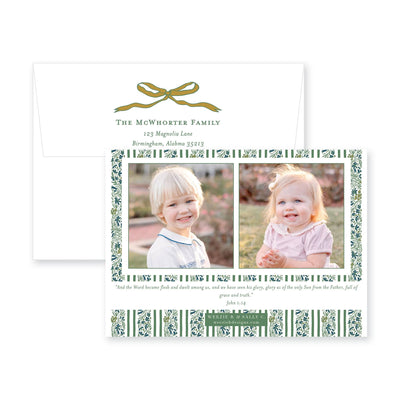 Floral Border Horizontal Christmas Card