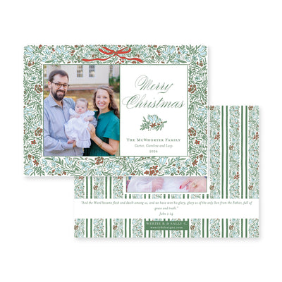 Floral Border Horizontal Christmas Card