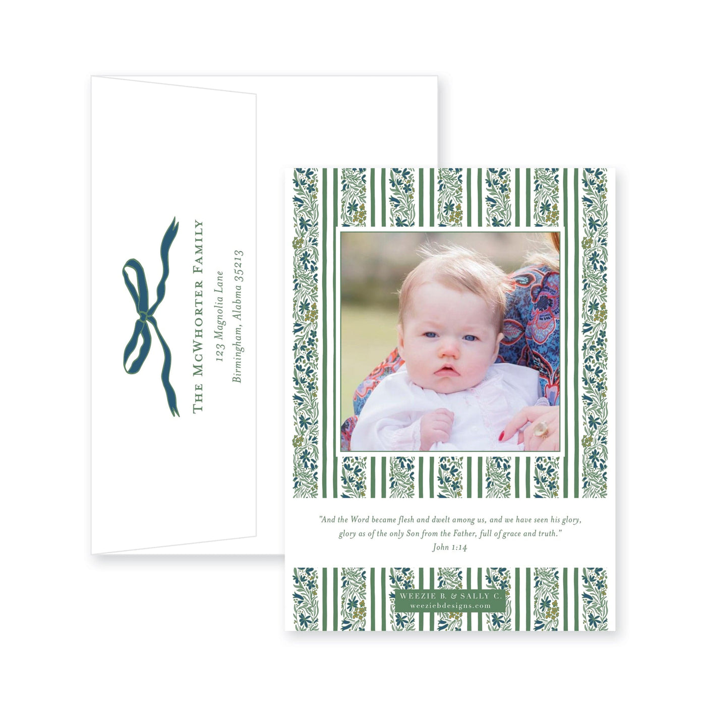 Floral Border Vertical Christmas Card