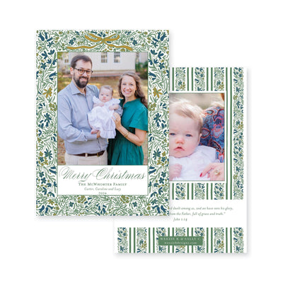 Floral Border Vertical Christmas Card