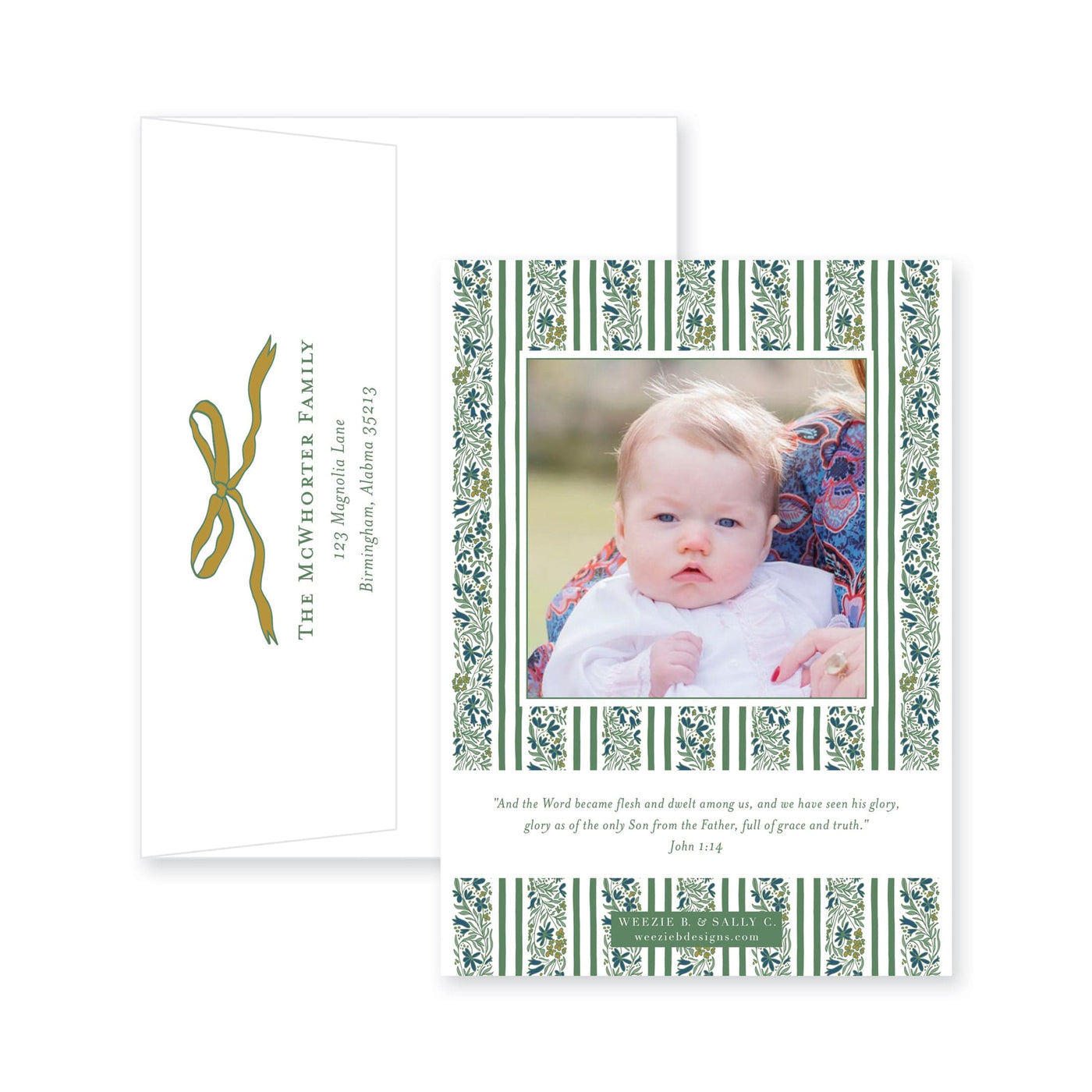 Floral Border Vertical Christmas Card