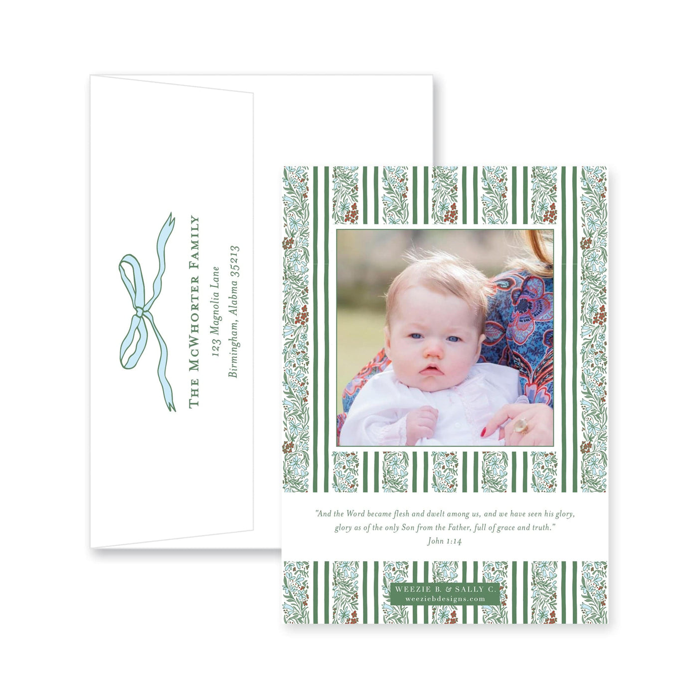 Floral Border Vertical Christmas Card