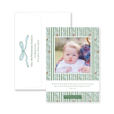 Floral Border Vertical Christmas Card