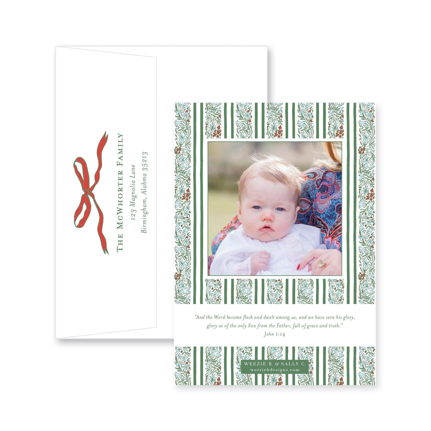 Floral Border Vertical Christmas Card