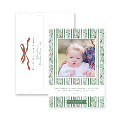 Floral Border Vertical Christmas Card