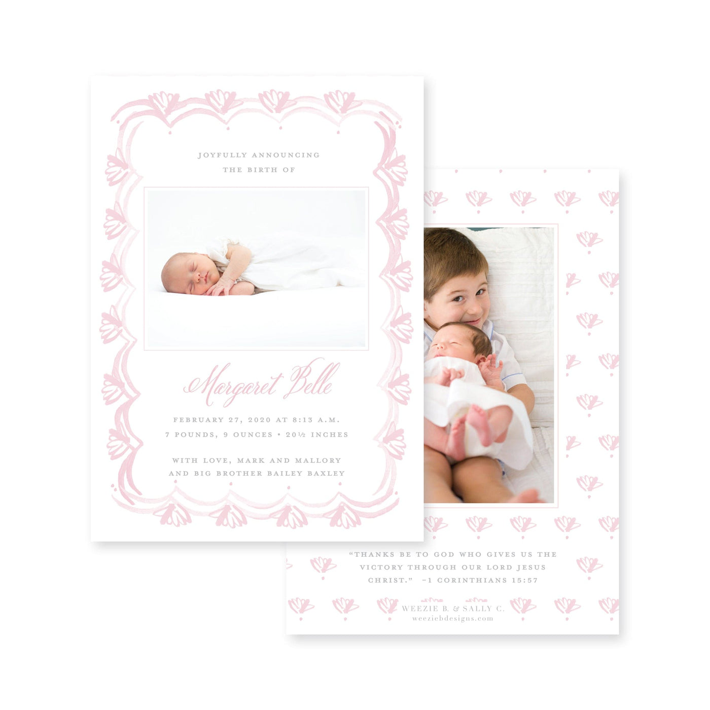 French Border Birth Announcement USE