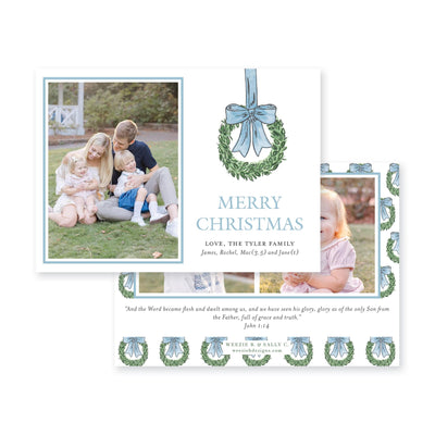 Hanging Wreaths Horizontal Christmas Card