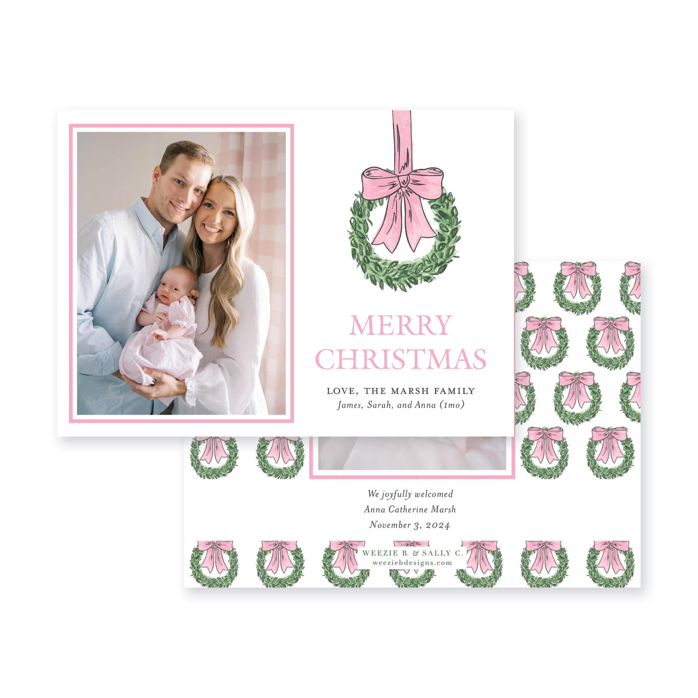 Hanging Wreaths Horizontal Christmas Card