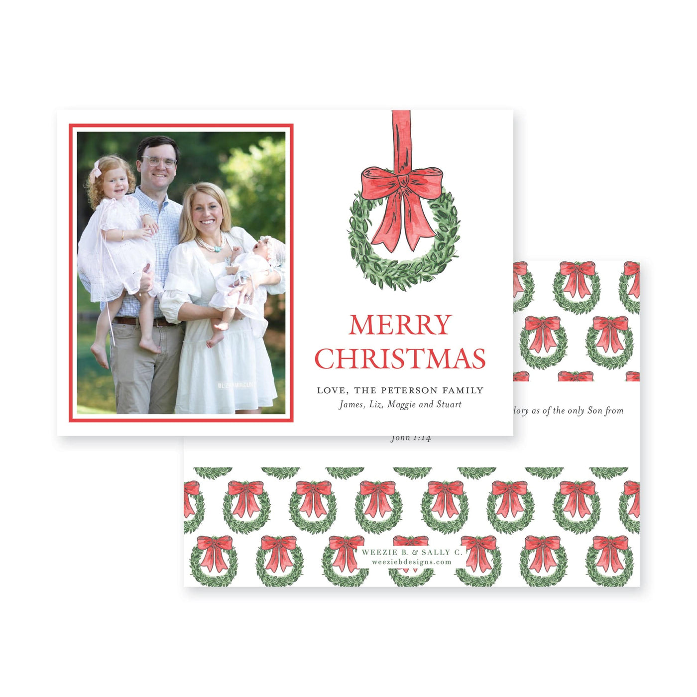 Hanging Wreaths Horizontal Christmas Card