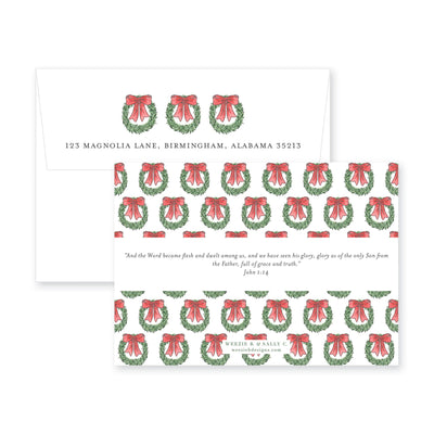 Hanging Wreaths Horizontal Christmas Card