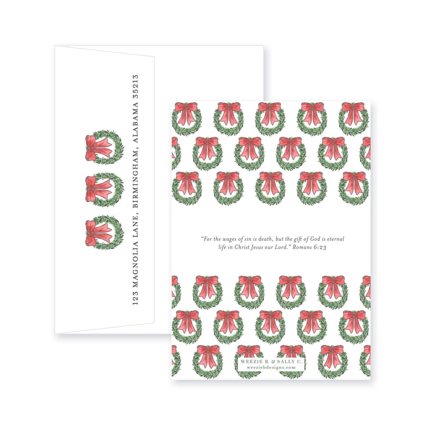 Hanging Wreaths Vertical Christmas Card