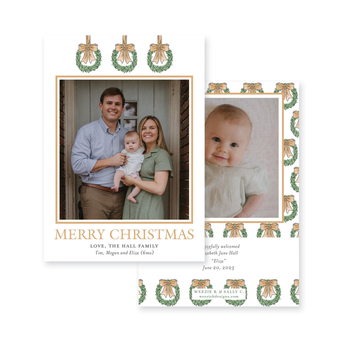 Hanging Wreaths Vertical Christmas Card