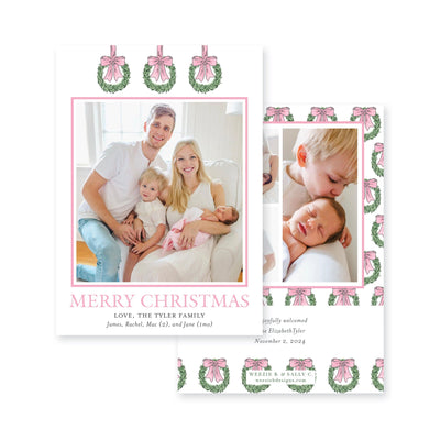 Hanging Wreaths Vertical Christmas Card