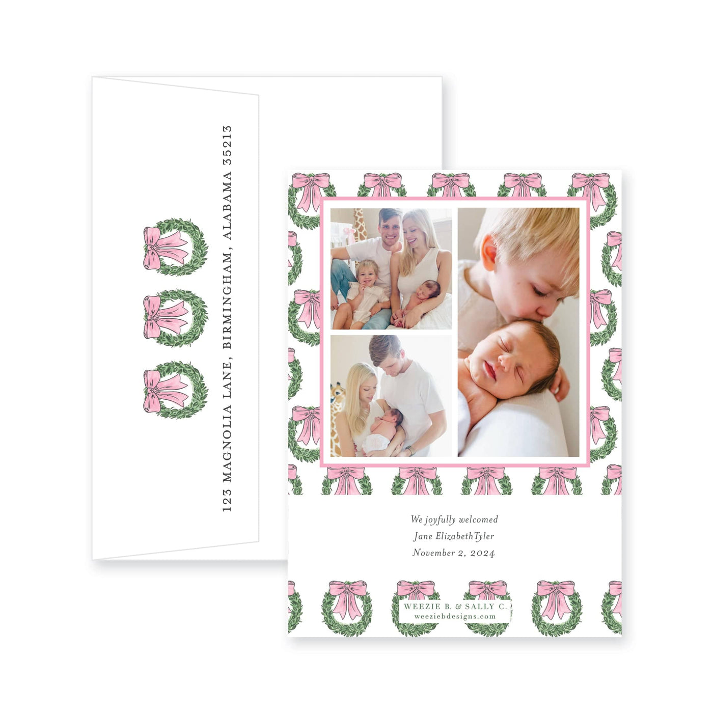 Hanging Wreaths Vertical Christmas Card