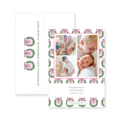 Hanging Wreaths Vertical Christmas Card