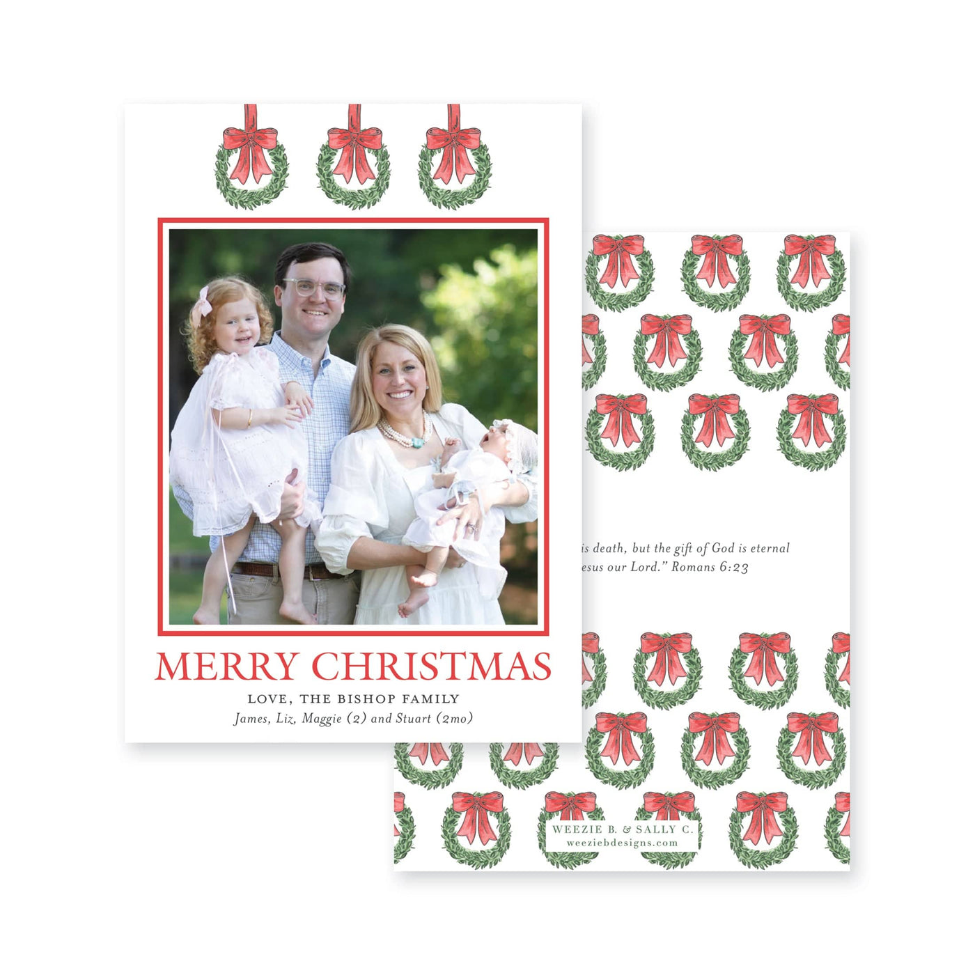 Hanging Wreaths Vertical Christmas Card