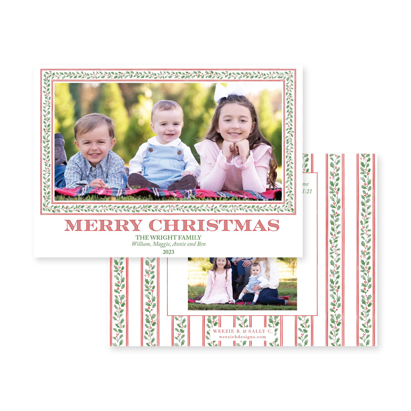 Holly Vine Horizontal Christmas Card