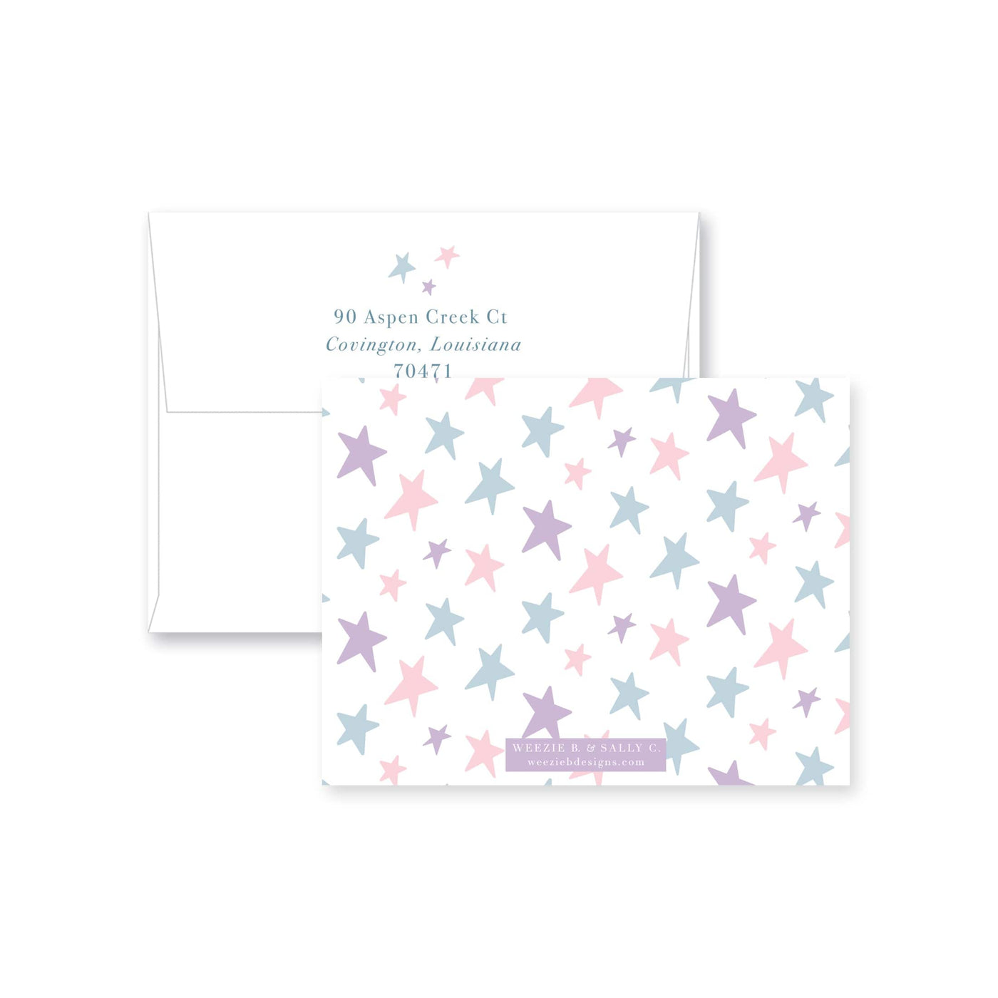 Light Unicorn Stars Flat Note Card