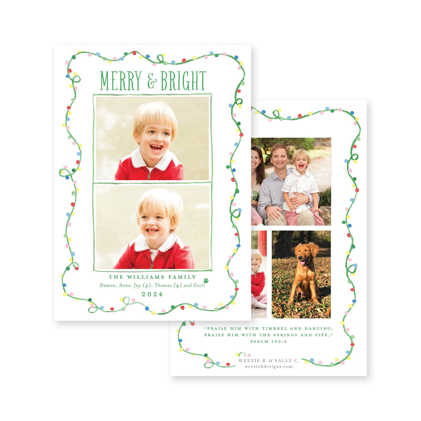 Cheery Christmas Lights Vertical Christmas Card