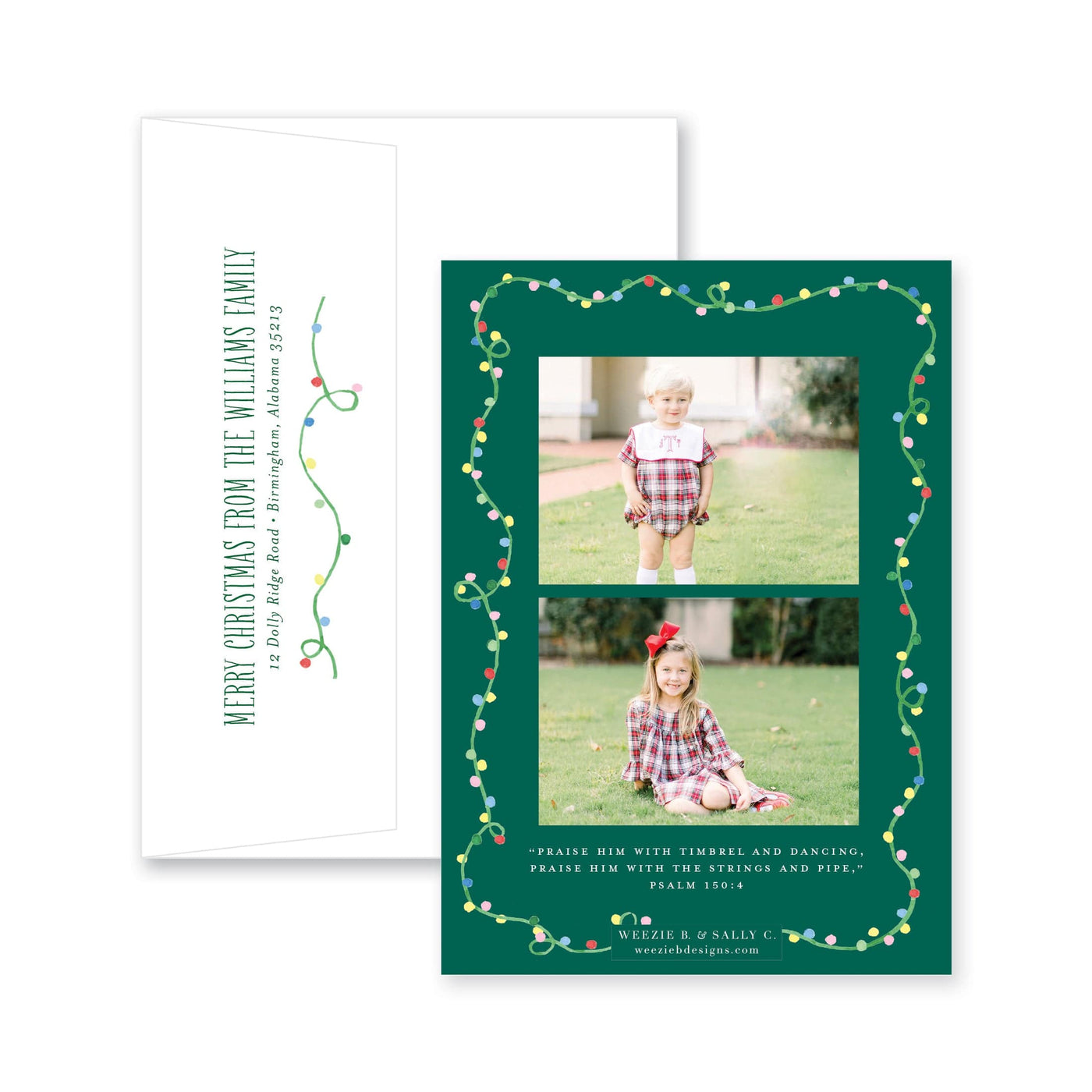 Cheery Christmas Lights Vertical Christmas Card