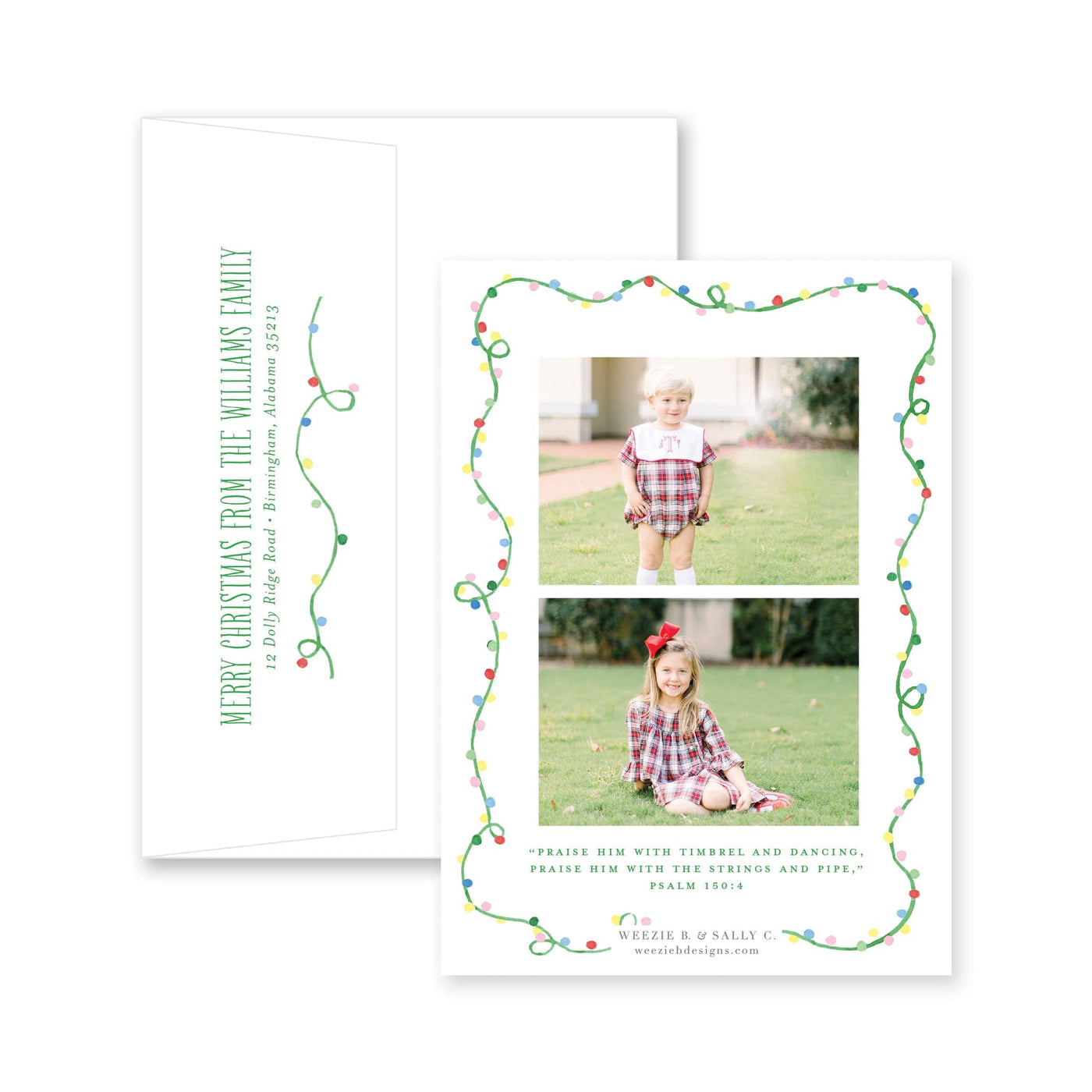 Cheery Christmas Lights Vertical Christmas Card