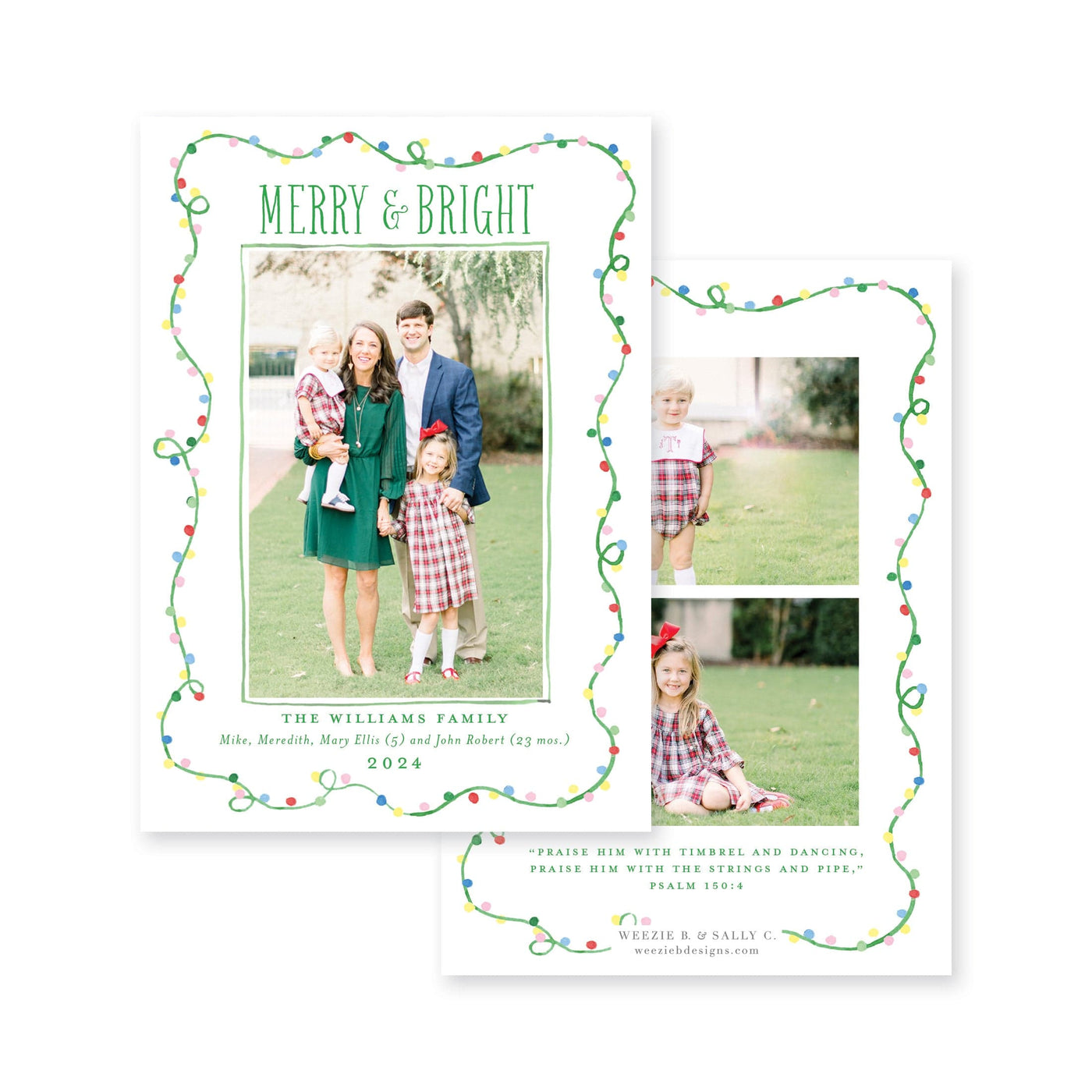 Cheery Christmas Lights Vertical Christmas Card