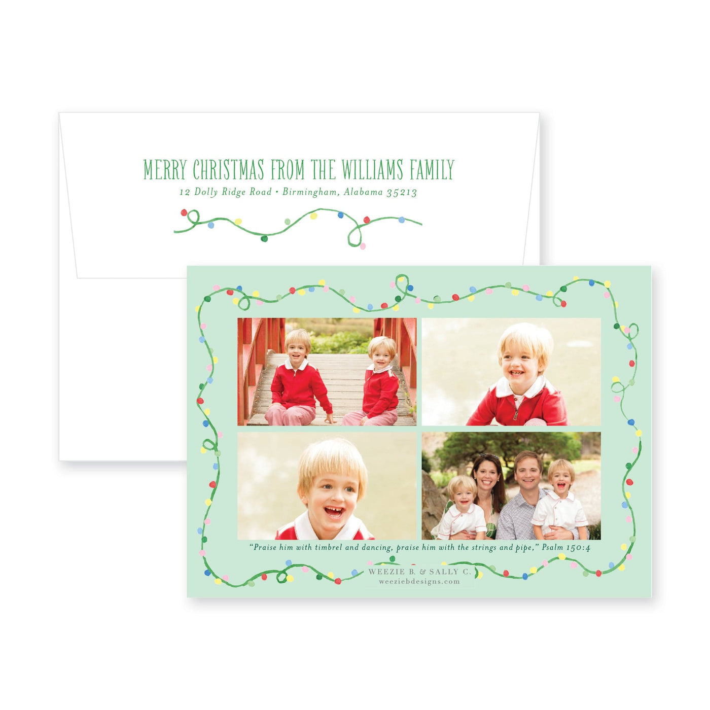 Cheery Christmas Lights Horizontal Christmas Card