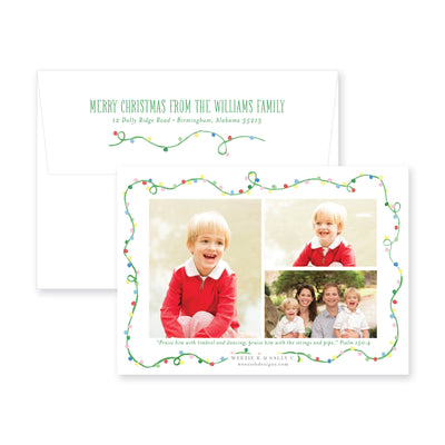 Cheery Christmas Lights Horizontal Christmas Card