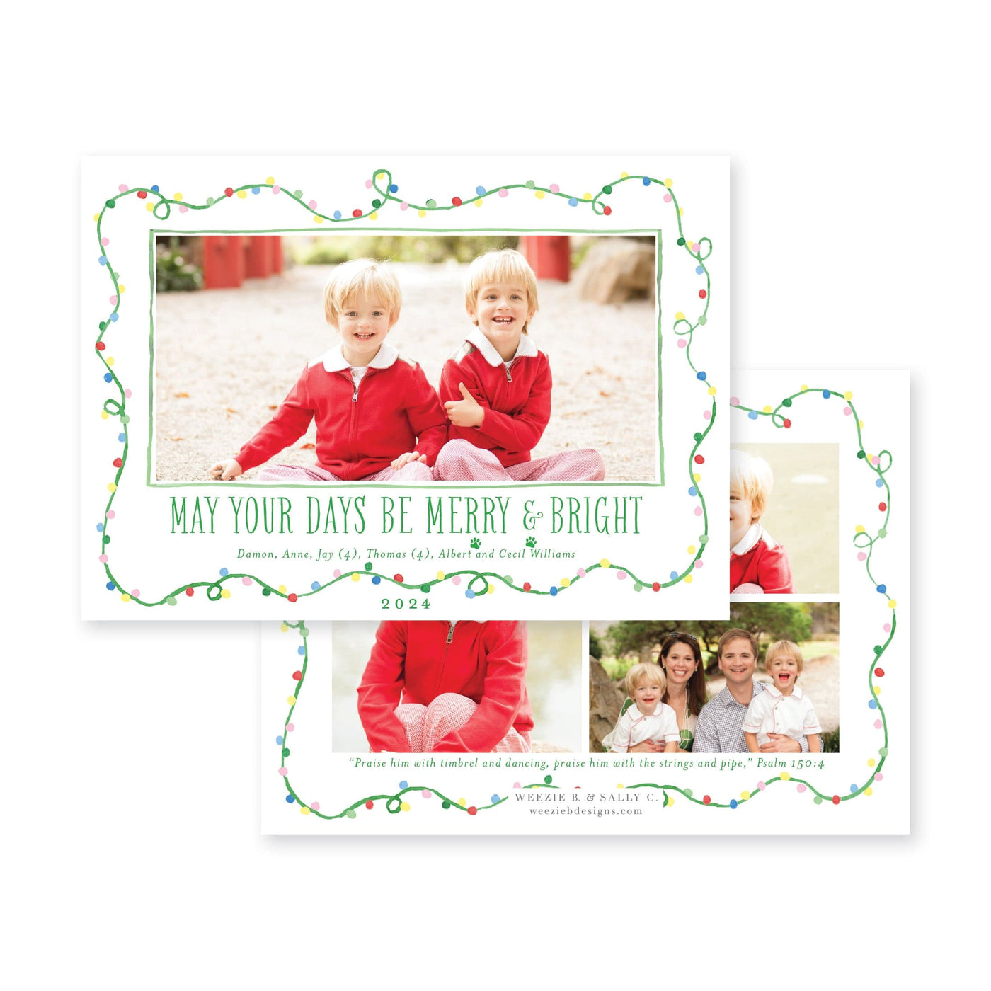 Cheery Christmas Lights Horizontal Christmas Card