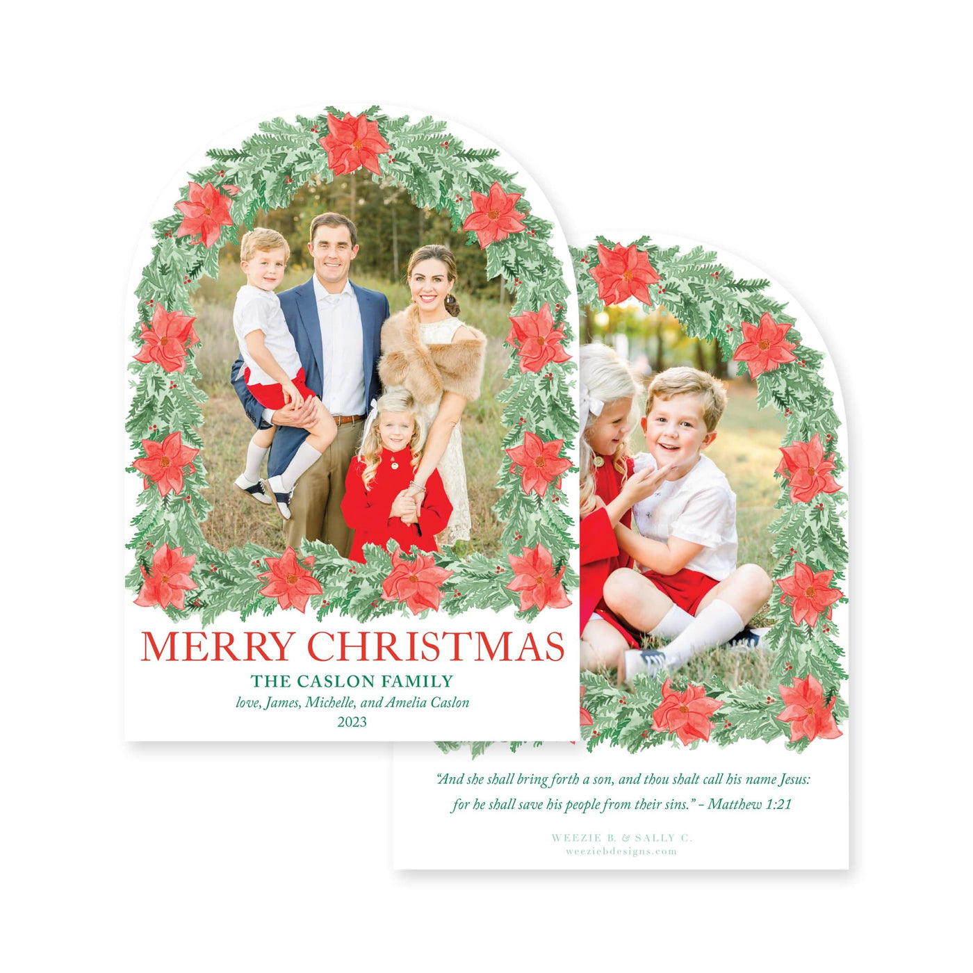 Poinsettia Arch Christmas Card