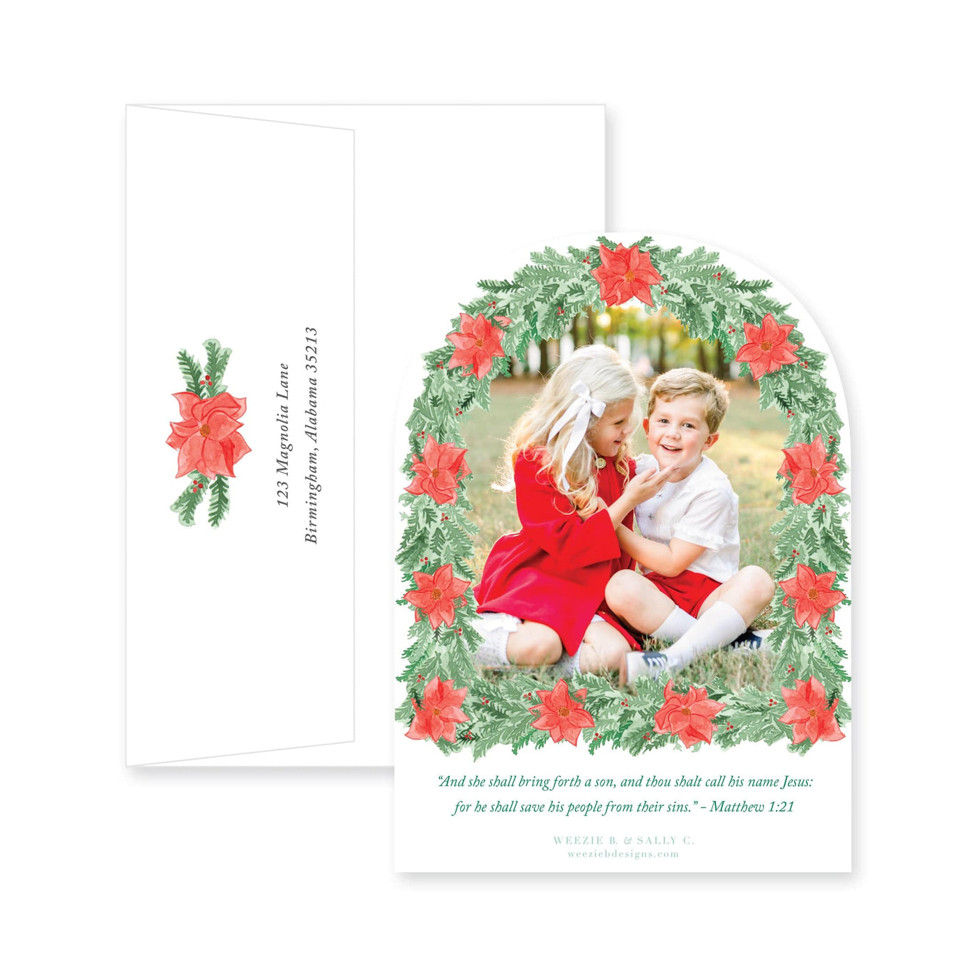Poinsettia Arch Christmas Card